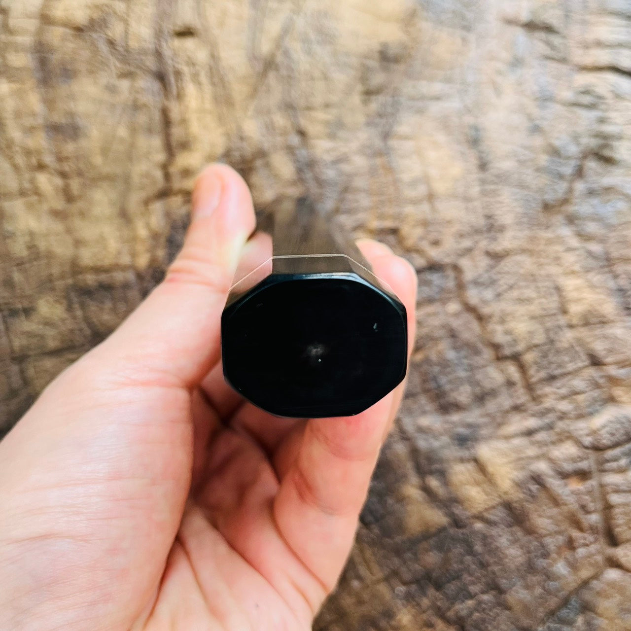 I- Ebony Wa handle with black horn and nickel ring - 140mm