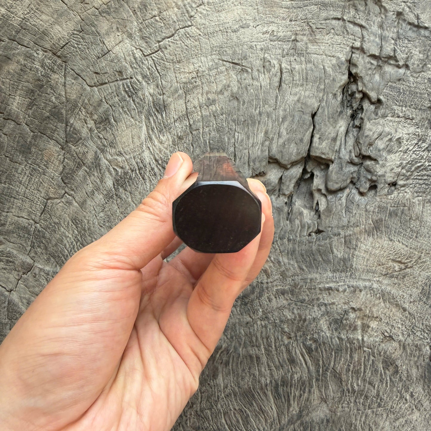 I - 2 Nice Red Burl Siamese Rosewood Wa handle, Marble Horn Ferrule - 145 mm