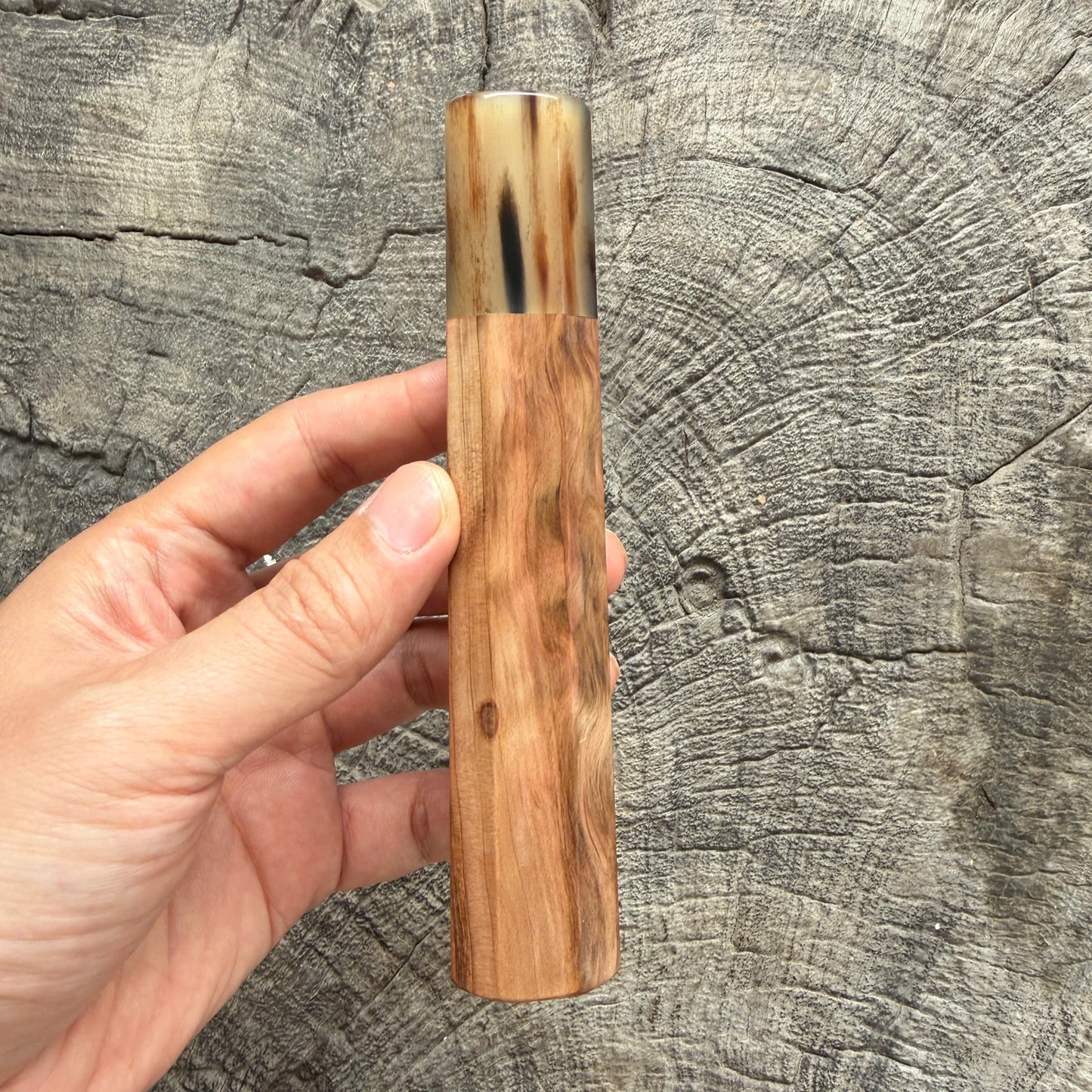 I - 6 Tamamoku Cedar Wa handle, Marble Horn ferrule - 145 mm