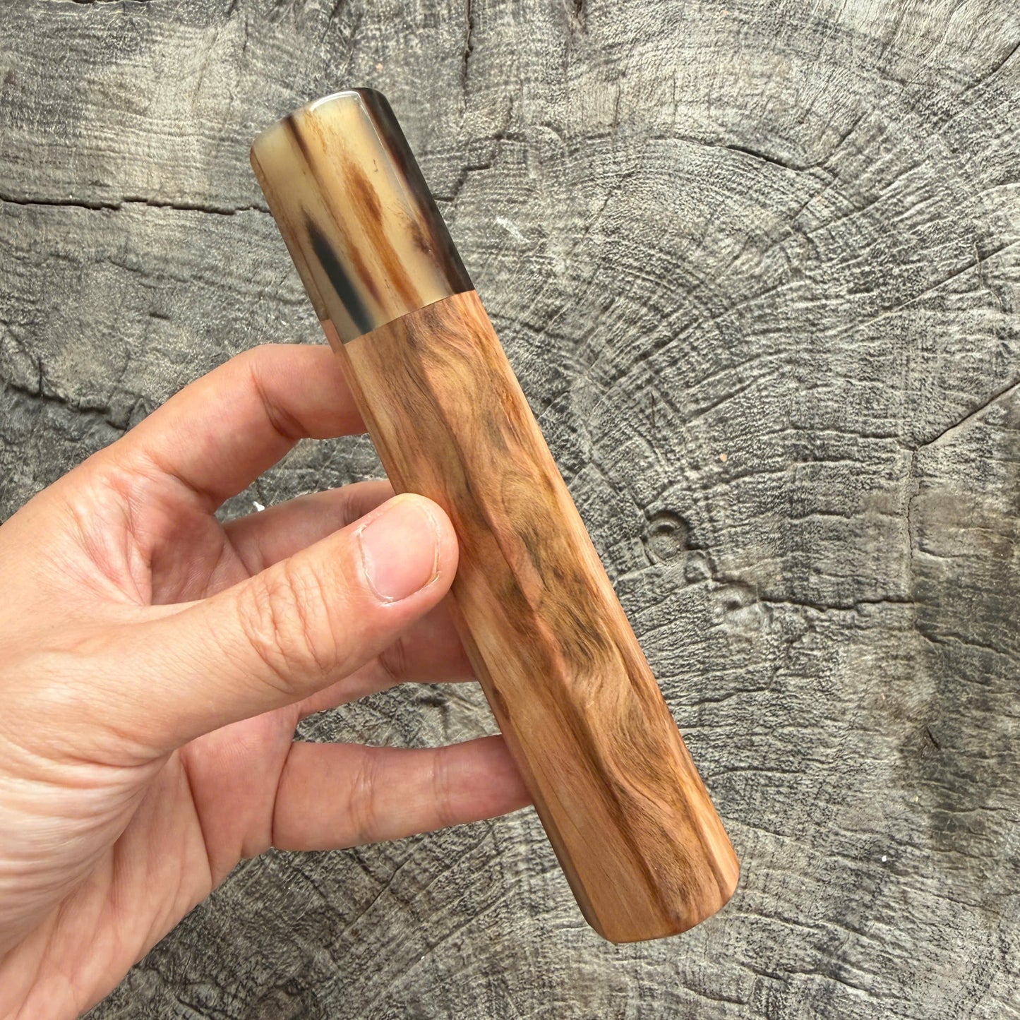 I - 6 Tamamoku Cedar Wa handle, Marble Horn ferrule - 145 mm