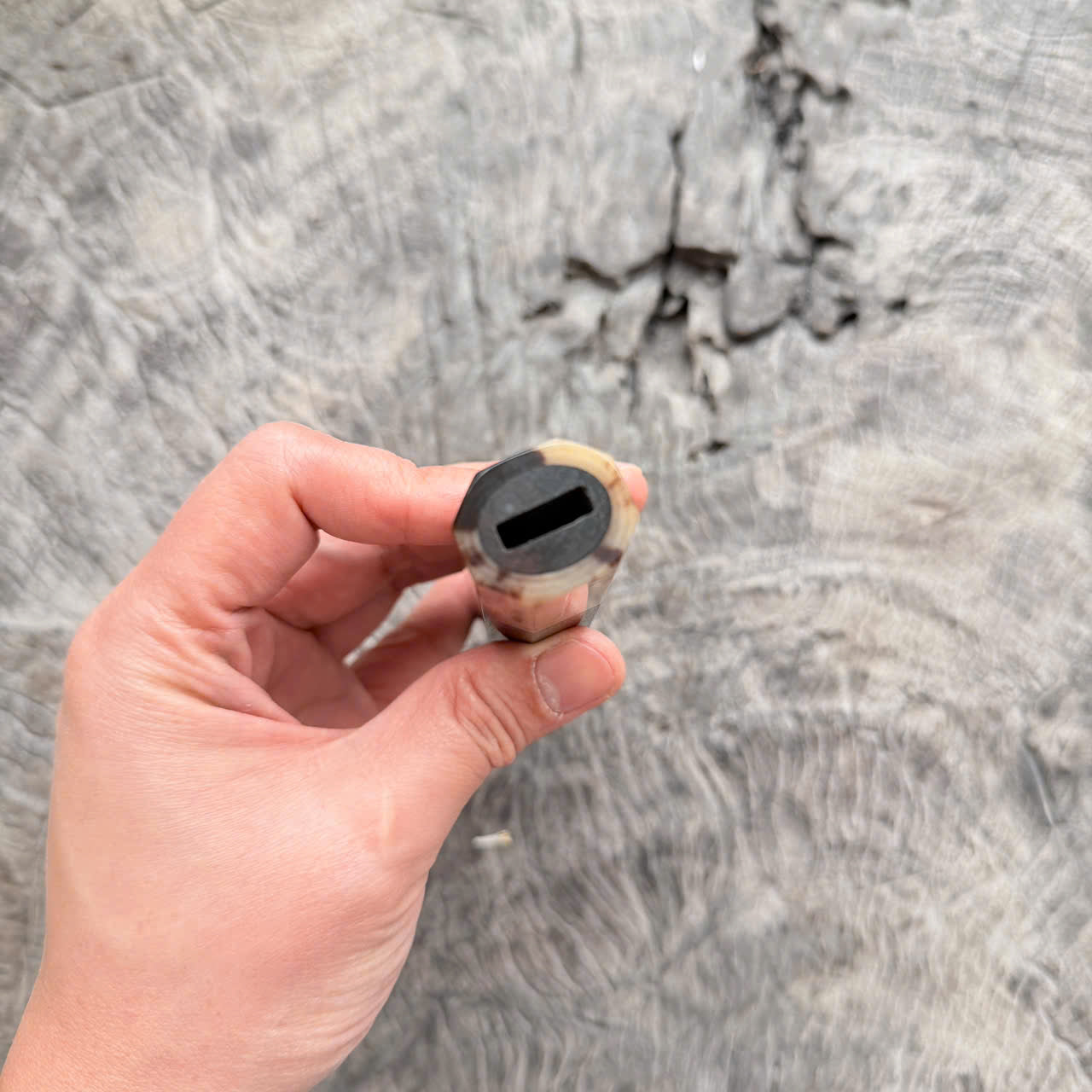 I - Cool Curly Red Black Siamese Rosewood Wa handle, Marble horn ferrule, 145 mm handle