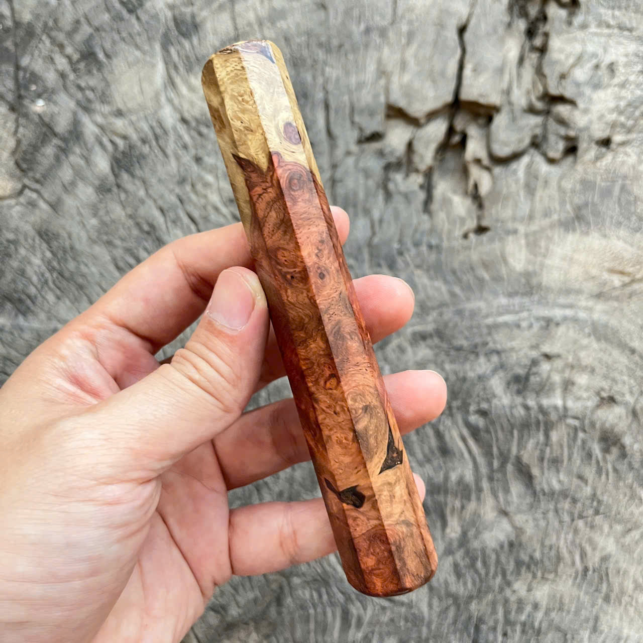 I- 6 Two tone Amboyna Burl Wa handle, Mono, 135 mm