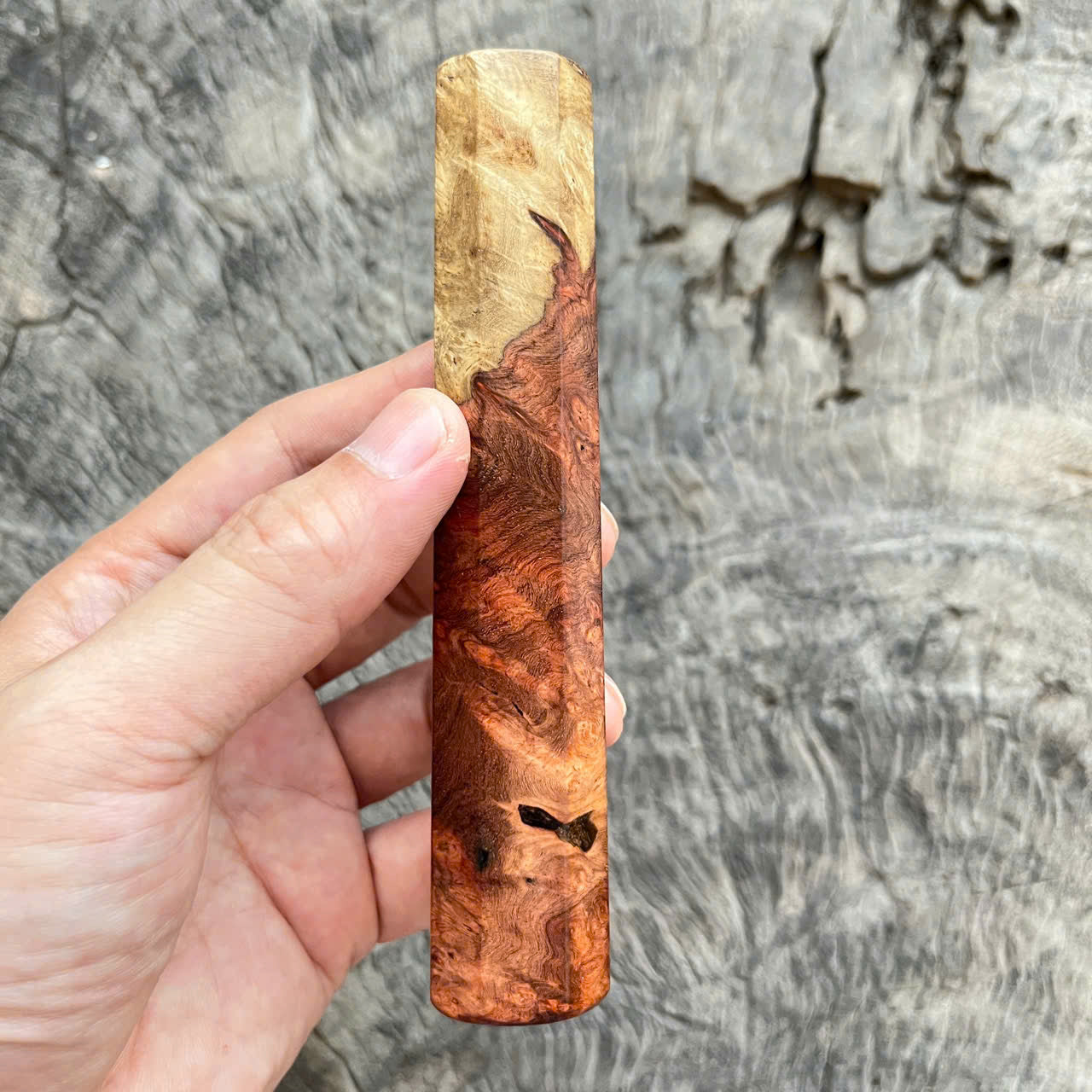 I- 6 Two tone Amboyna Burl Wa handle, Mono, 135 mm