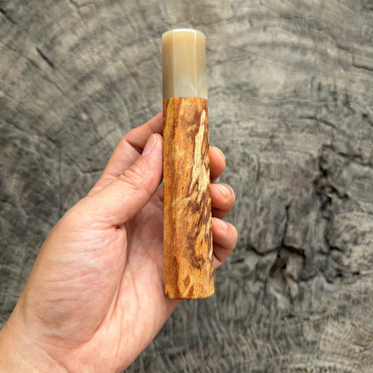 I - Rare Huanghuali wood Wa handle, Ivory horn ferrule, , 140mm handle