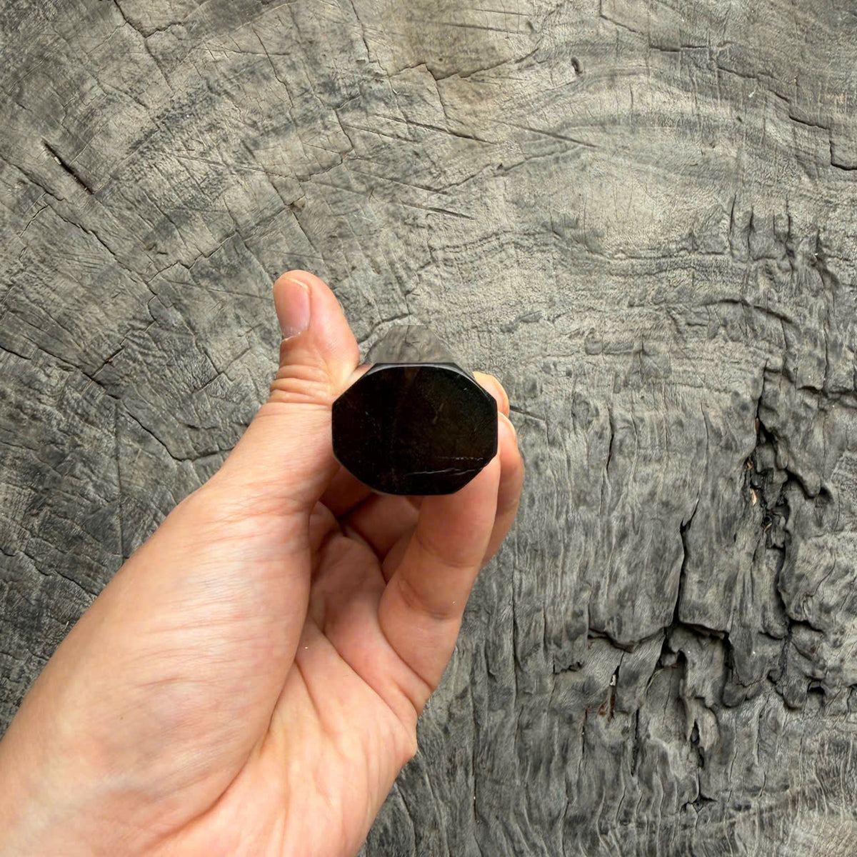I - Black Curly Burl Siamese Rosewood Wood Wa handle, Black Marble horn ferrule, 140mm