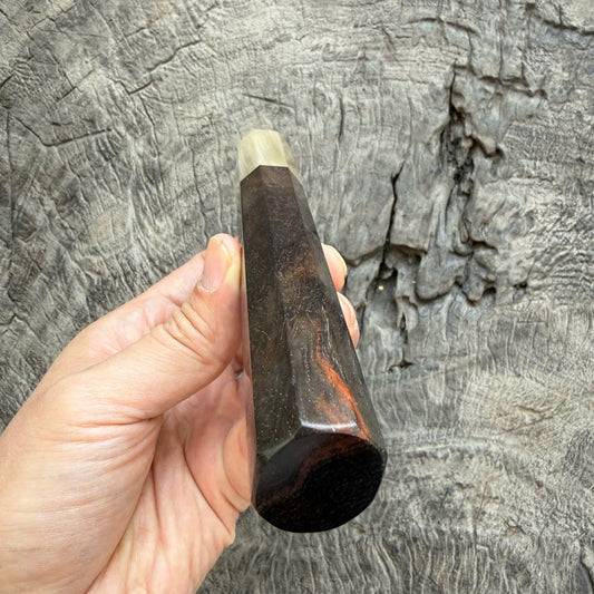 I - Amazing Black Siamese Rosewood Wa handle, Ivory Horn Ferrule - 145 mm