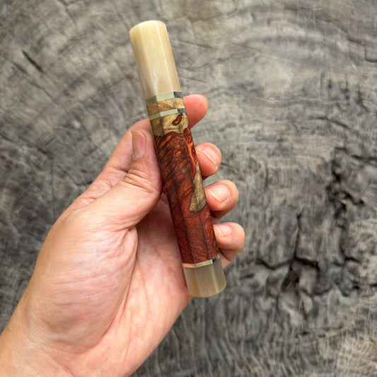 I- Two tone Red Amboyna Wa handle with Nickel Spacer, 135mm
