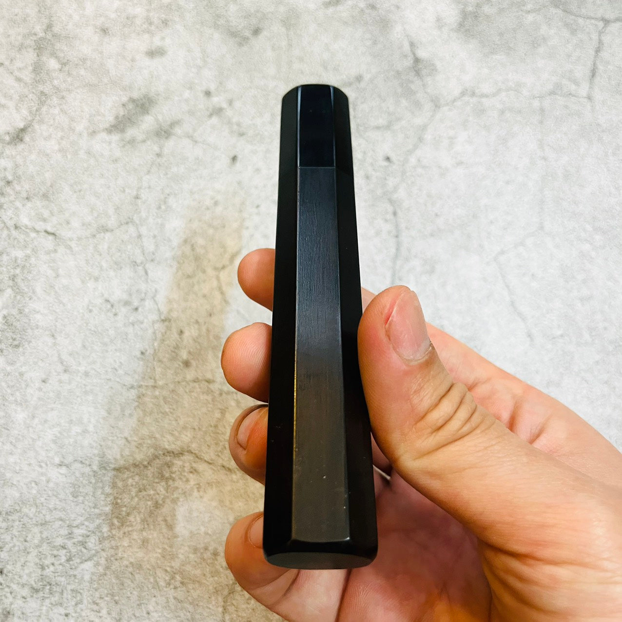 Ebony Wa Handle with black horn ferrule for Petty 120, 150, 180mm, Mun Ebony