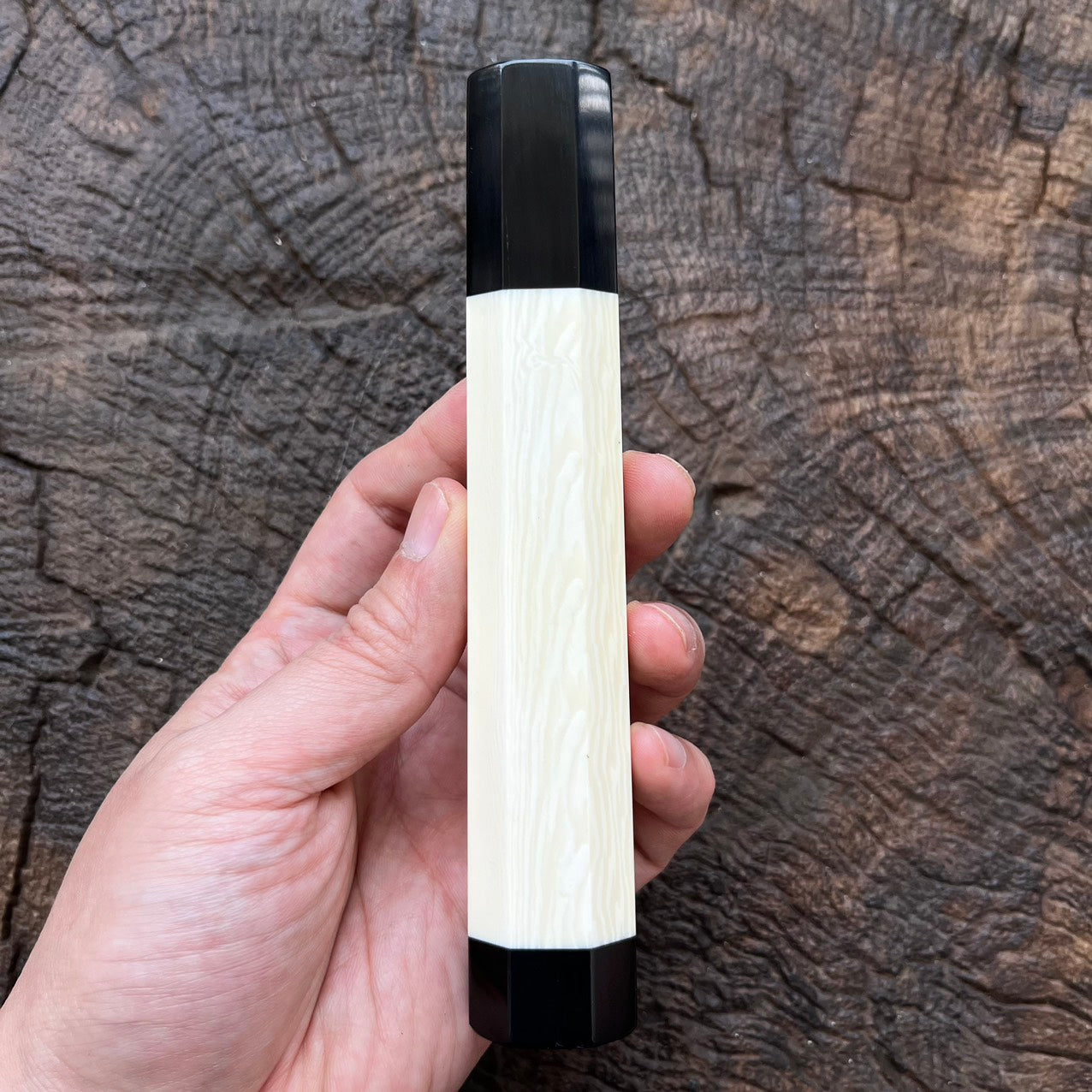 I- Ivory Wa handle with black horn ferrule and end cap - 155mm (Big handle)