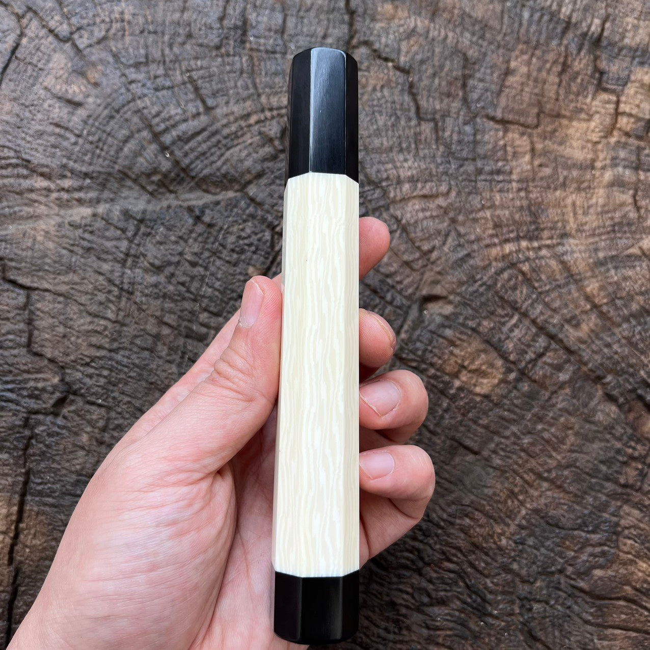 I- Ivory Wa handle with black horn ferrule and end cap - 155mm (Big handle)