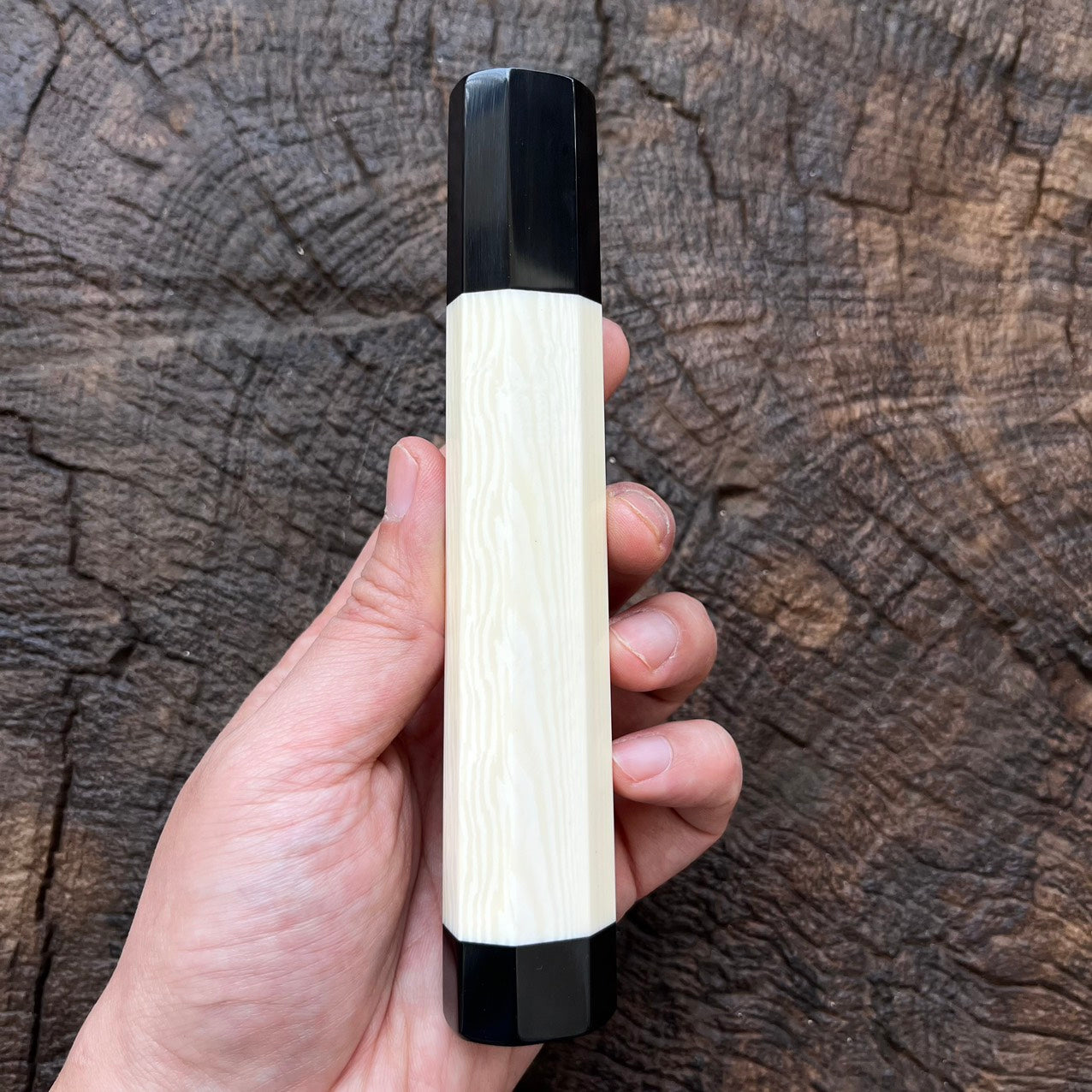 I- Ivory Wa handle with black horn ferrule and end cap - 155mm (Big handle)