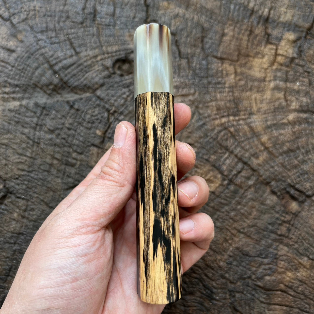 I- 5 Ebony Wa handle with marble horn ferrule - 135mm