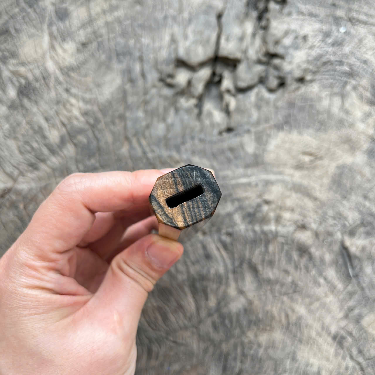 I - Nice Black White Ebony Wa handle with straight stripe, Mono - 140mm