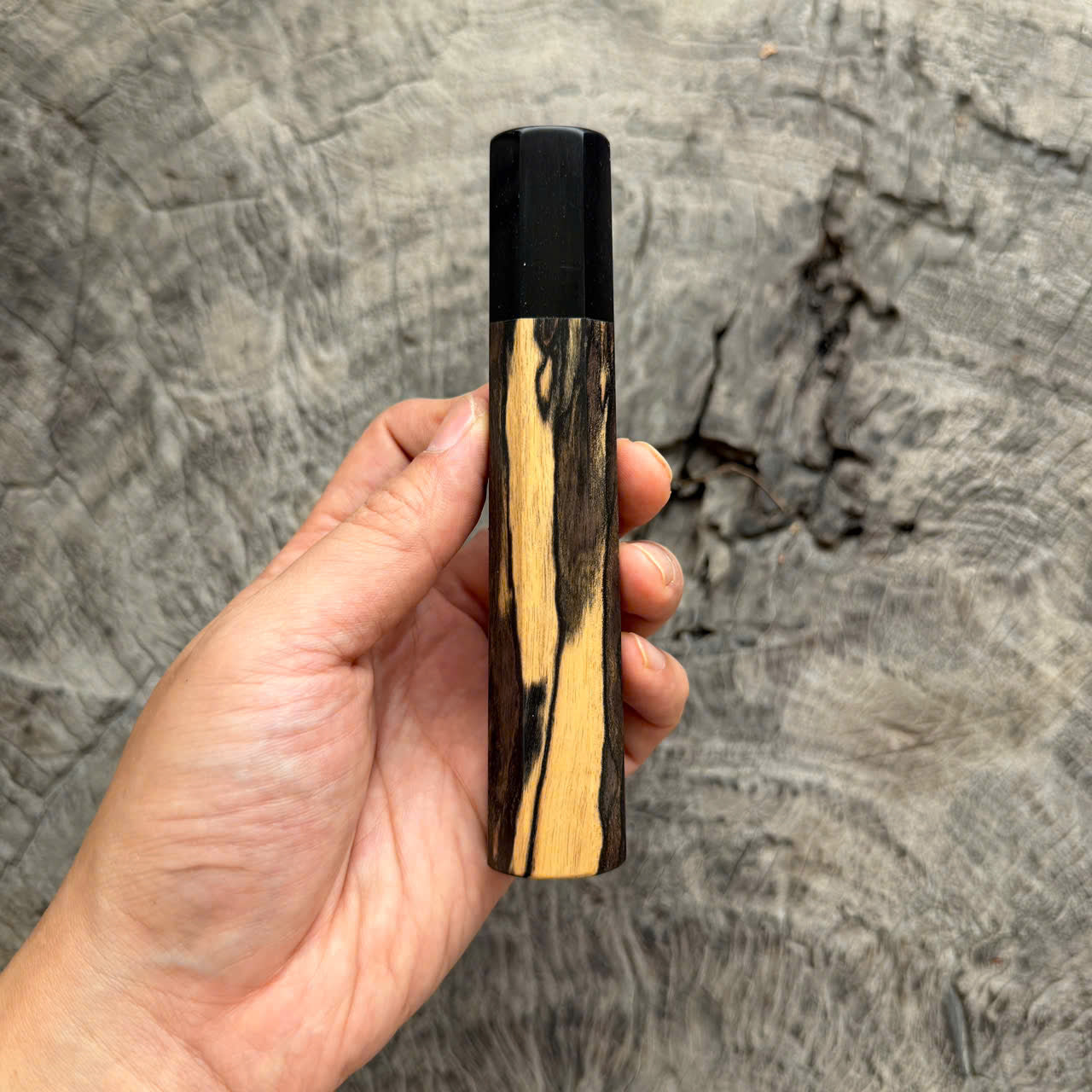 I- 8 Black White Ebony Wa handle, Black horn ferrule, 135mm handle