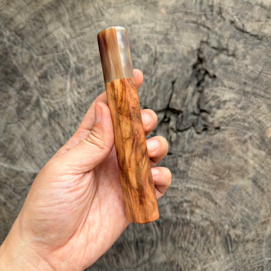 I -9 Tamamoku Cedar wood wa handle , Amazing Marble horn , 140mm handle