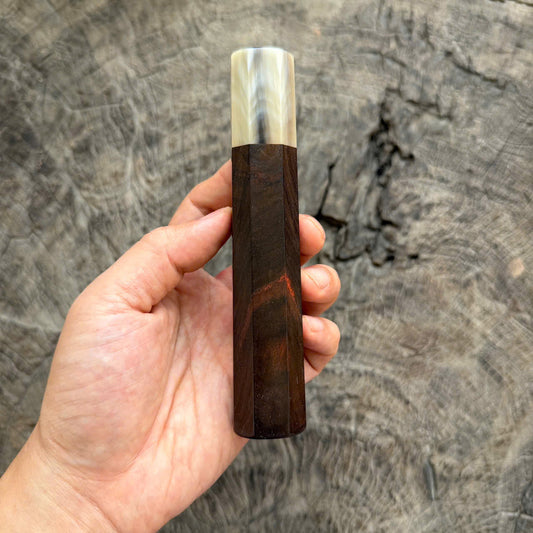 I - Black Curly Siamese Rosewood Wa handle, Cream horn Ferrule, 145 mm handle