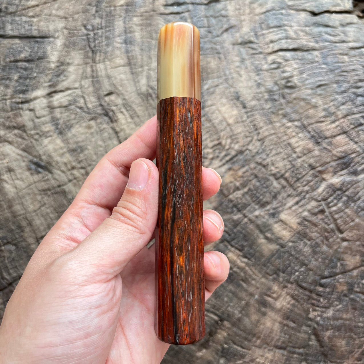 I- 8 Red Siam Rosewood Wa handle with marble horn ferrule -145mm