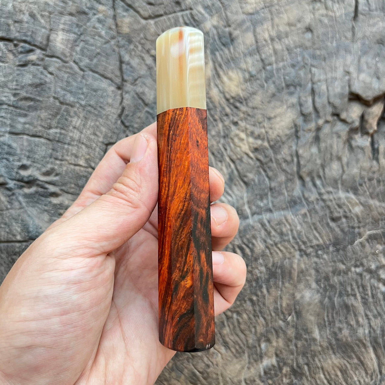 I - 4 Red Siam Rosewood Wa handle with marble horn - 130mm