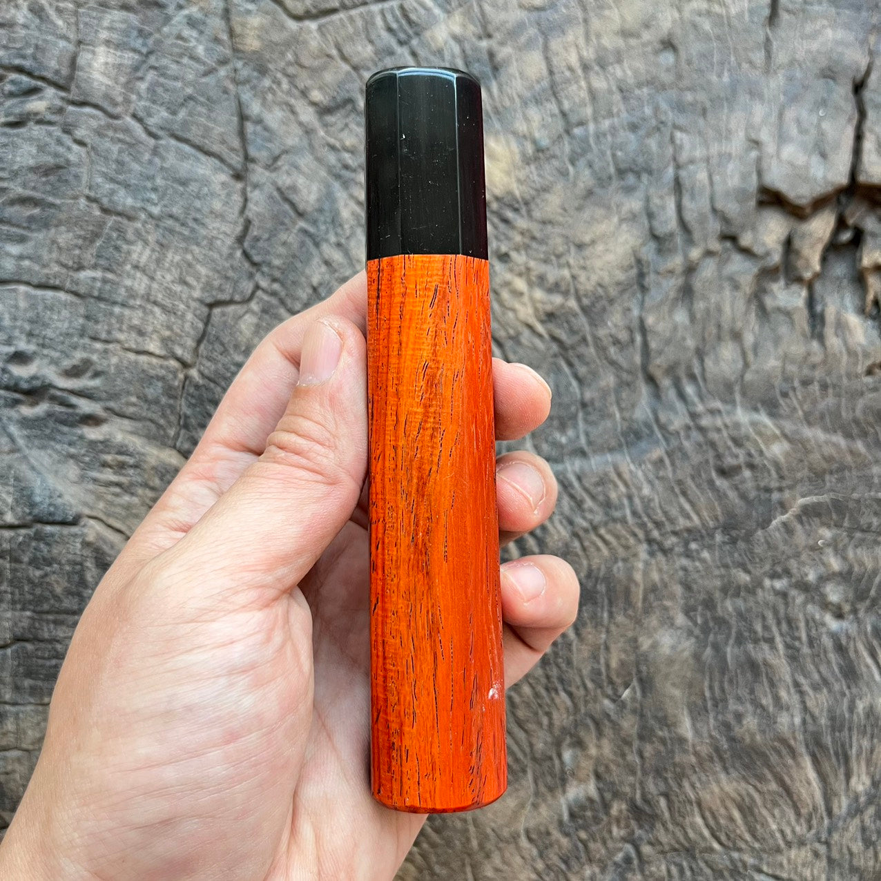 I- Curly Orange Siamese Rosewood Wa handle with black horn - 140mm