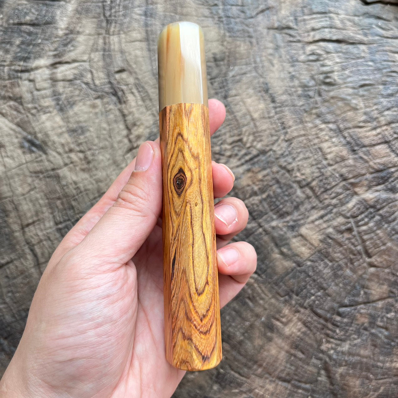 I- 6 Devil Eye Huanghuali wood Wa handle with marble horn ferrule -145mm