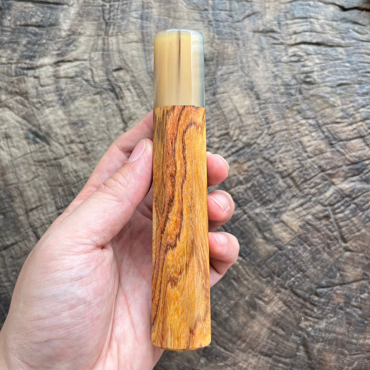 I- 6 Devil Eye Huanghuali wood Wa handle with marble horn ferrule -145mm