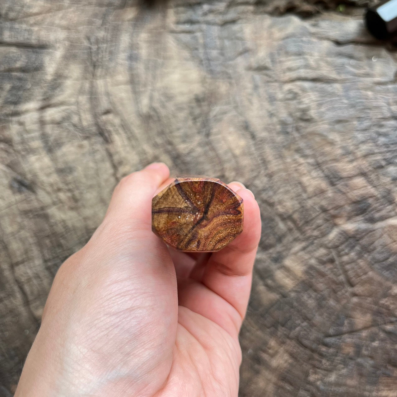 I- 9 Huanghuali wood Wa handle with marble horn ferrule -145mm