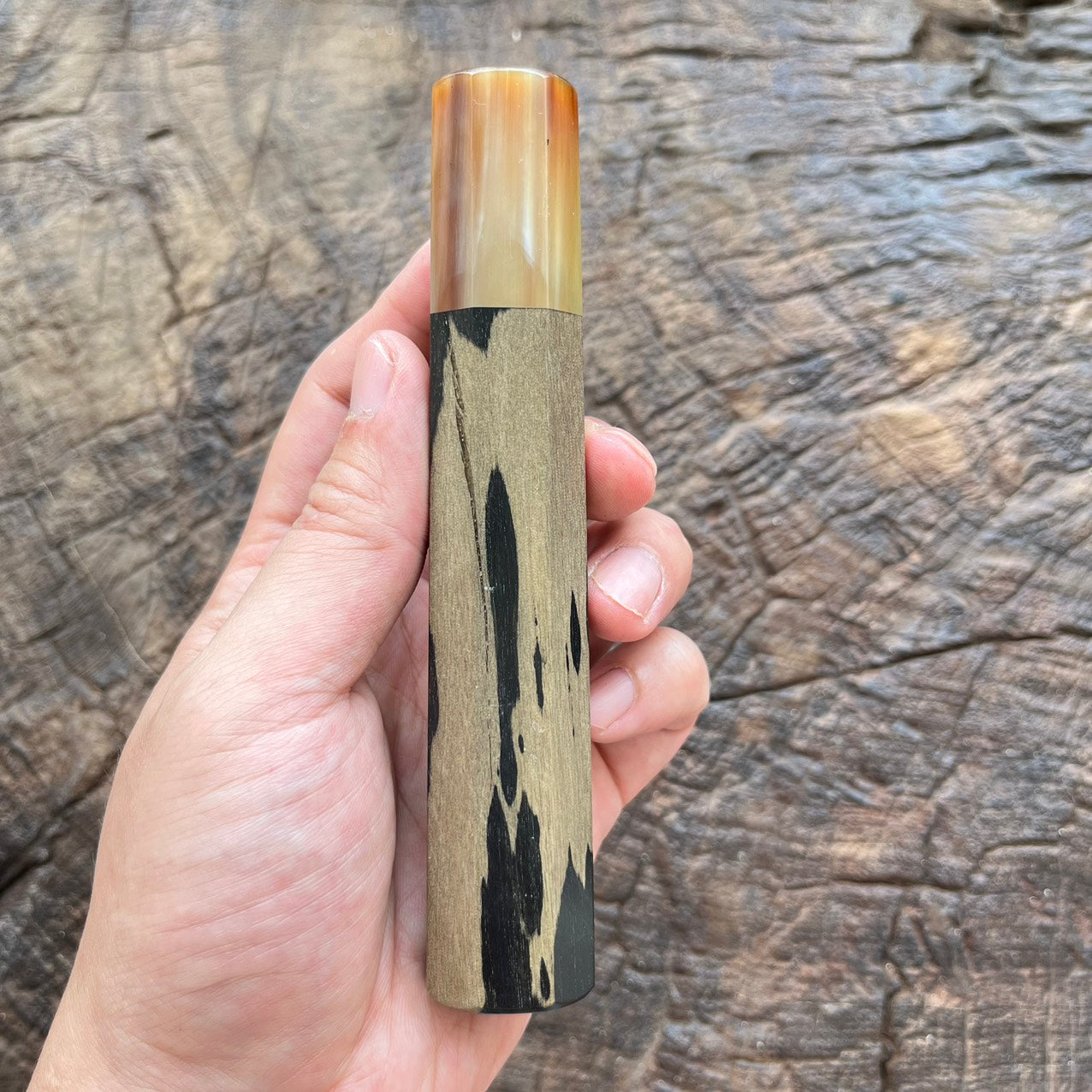I- Two tone Ebony Wa handle with marble horn ferrule - 140mm