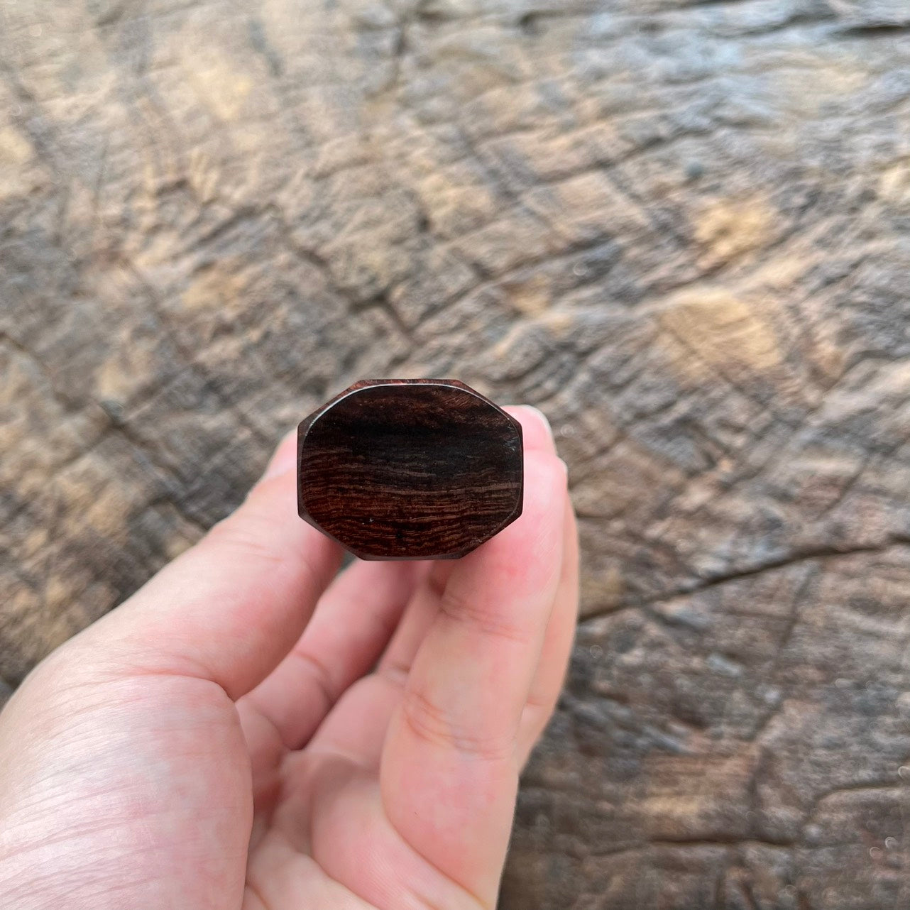 I- 14 Curly Red Siamese Rosewood Wa handle with marble horn ferrule and end cap - 140mm (Copy)
