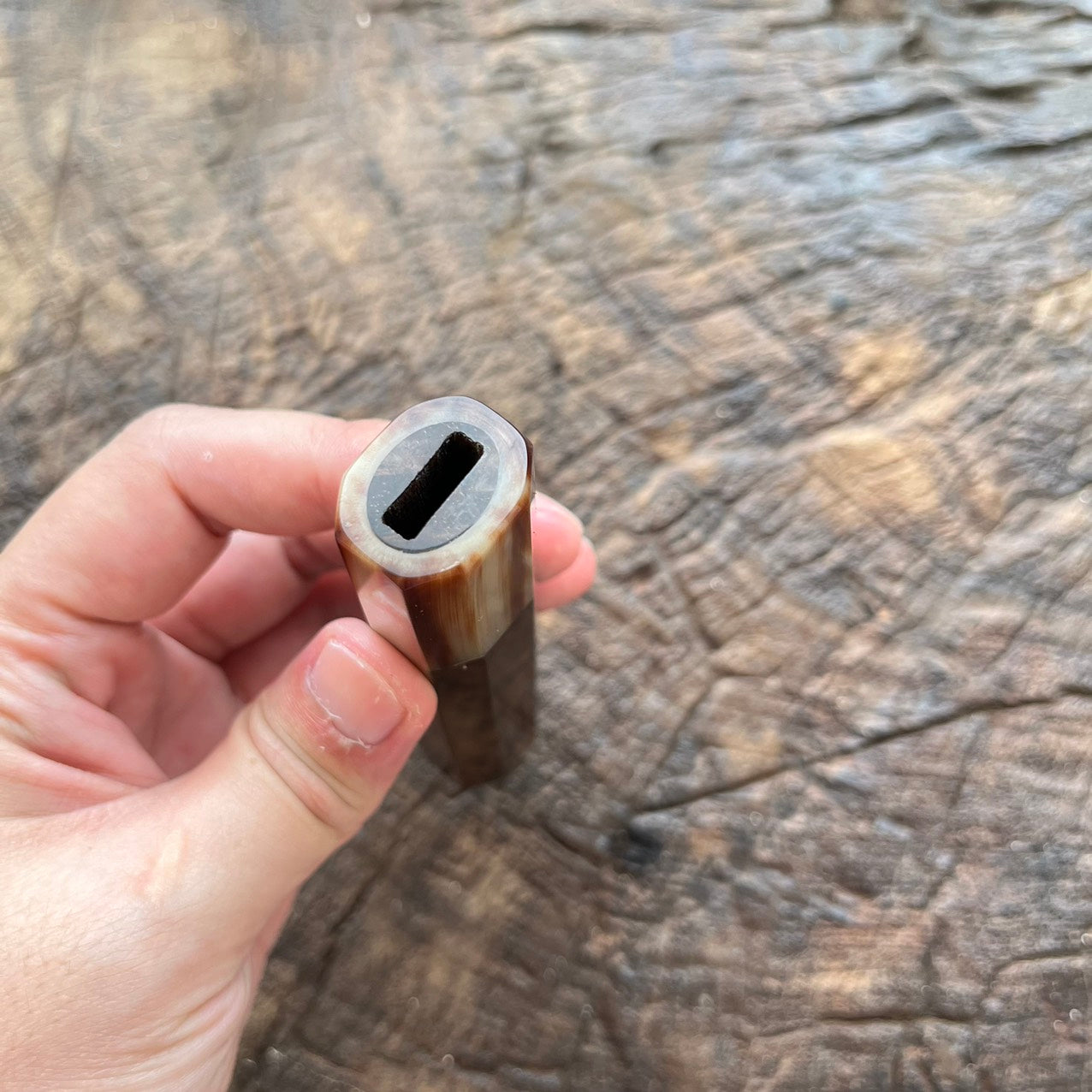 I - 2 Rare Burl Rosewood Rosewood Wa handle with marble horn - 130mm