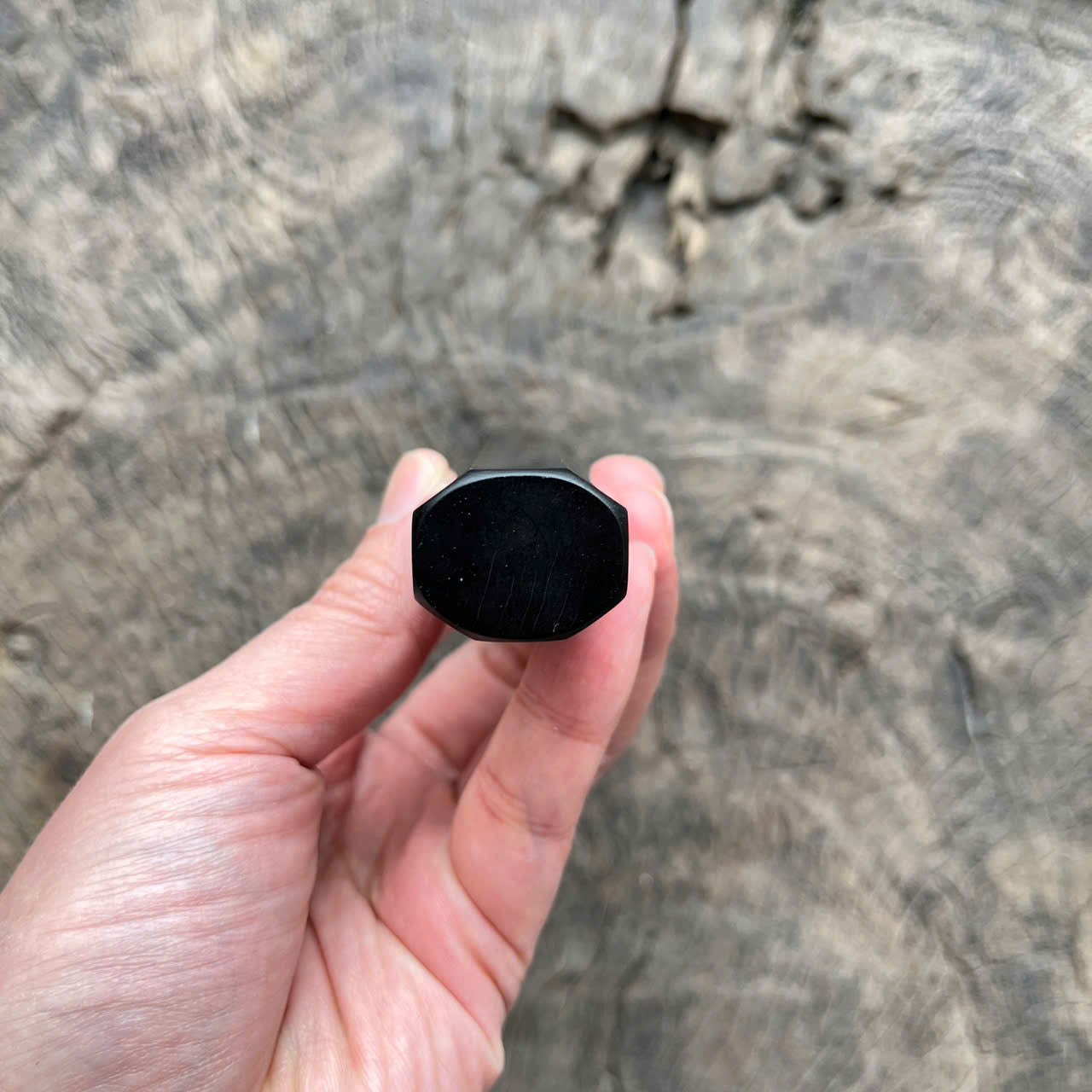 I- 21 Ebony Wa handle, marble horn ferrule, 135mm for yana, petty