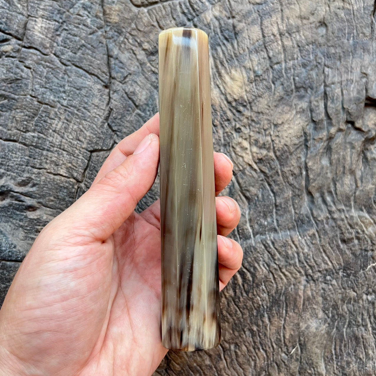I- 11 Rare color big marble horn Wa handle -145mm