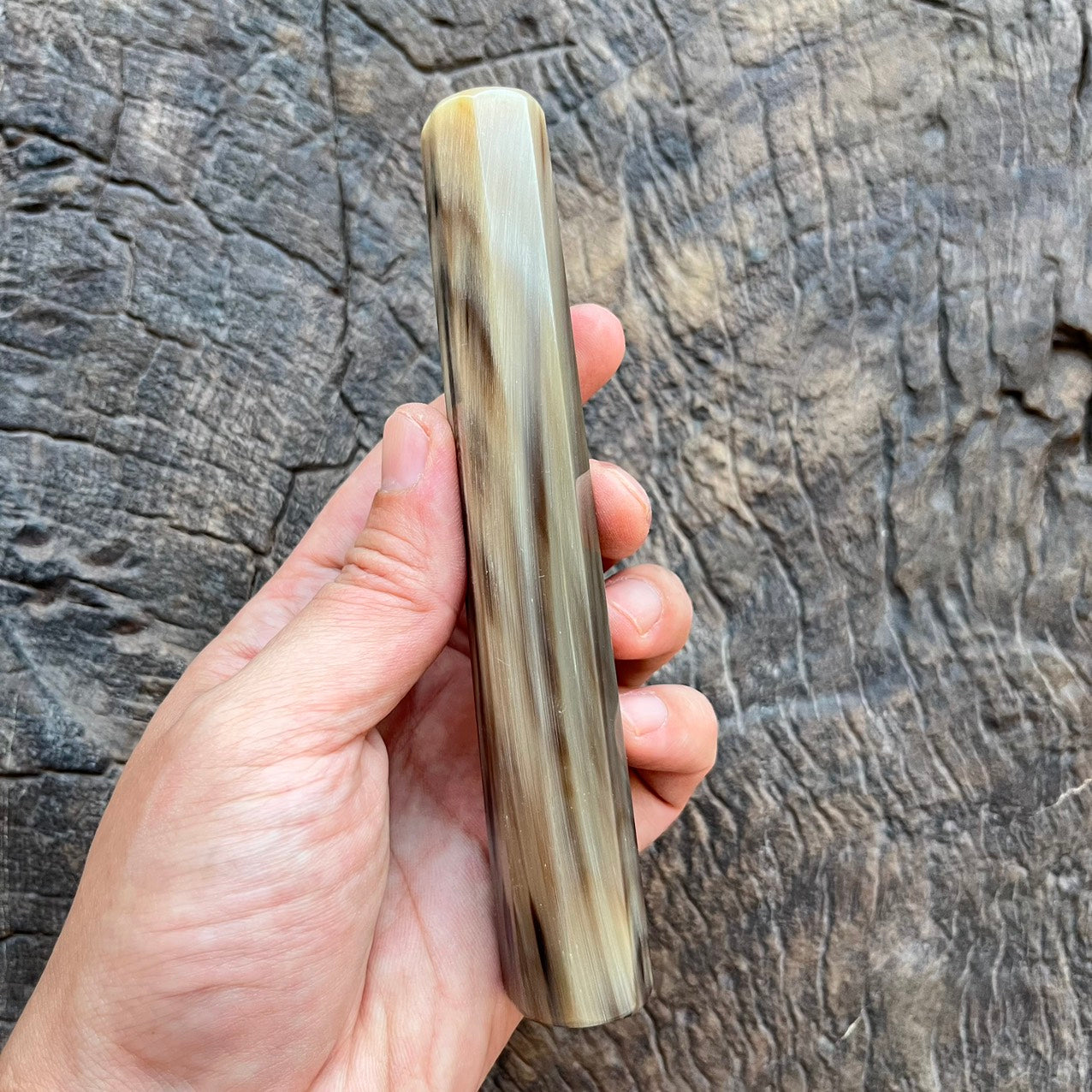 I- 11 Rare color big marble horn Wa handle -145mm