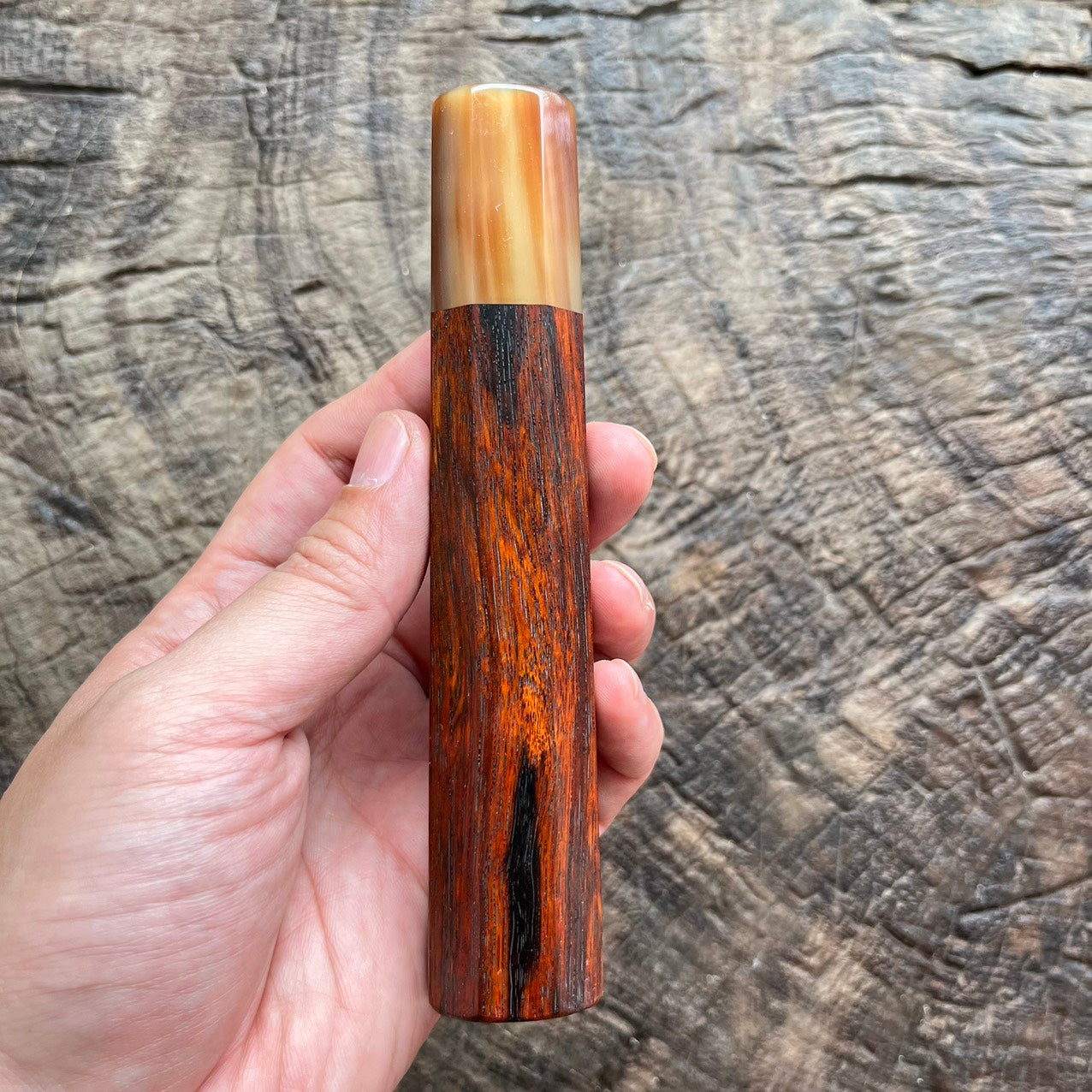 I- 8 Red Siam Rosewood Wa handle with marble horn ferrule -145mm