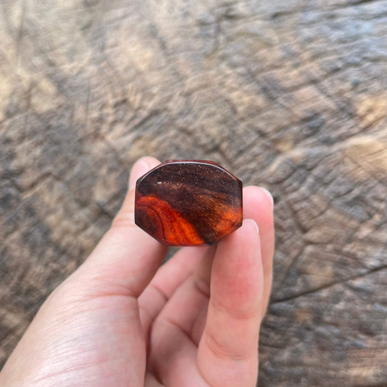 I- Super Curly Red Black marble horn ferrule - 130mm