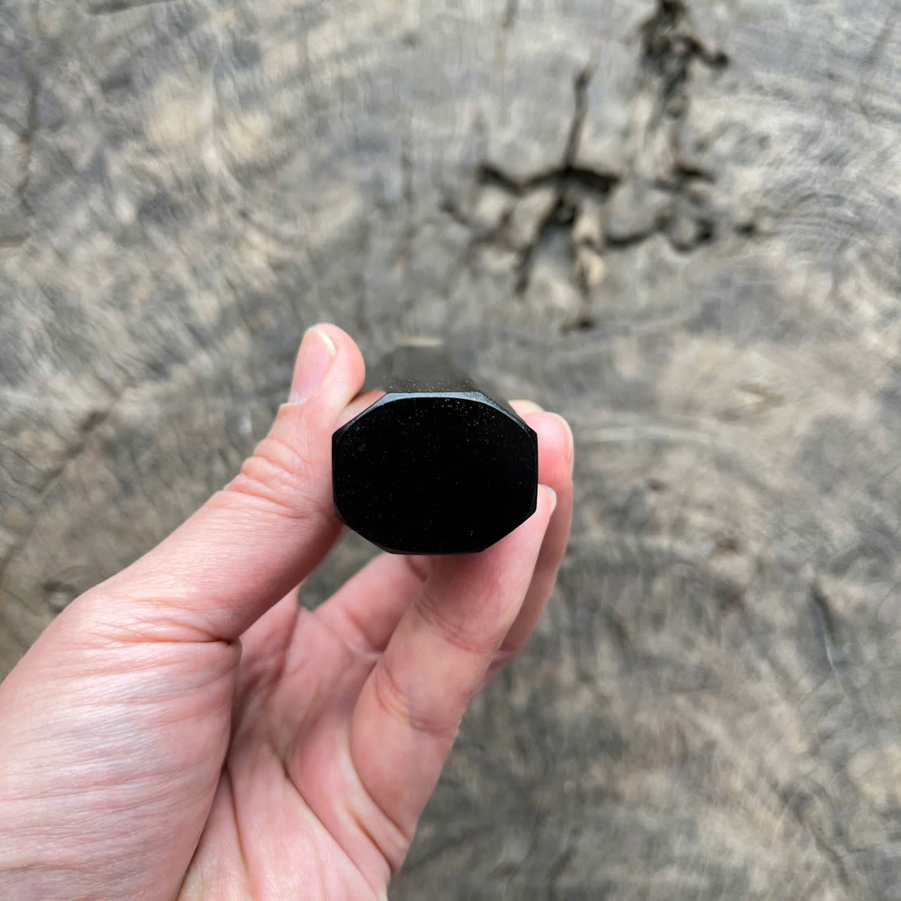 I -Amazing Black Curly Siam Rosewood wa handle, Marble horn ferrule - 145mm