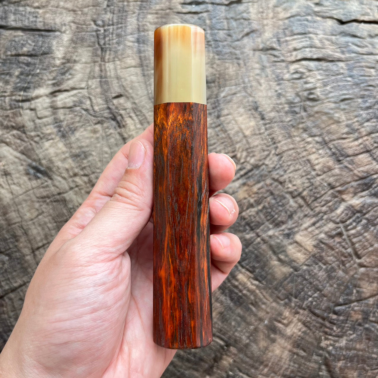 I- 8 Red Siam Rosewood Wa handle with marble horn ferrule -145mm