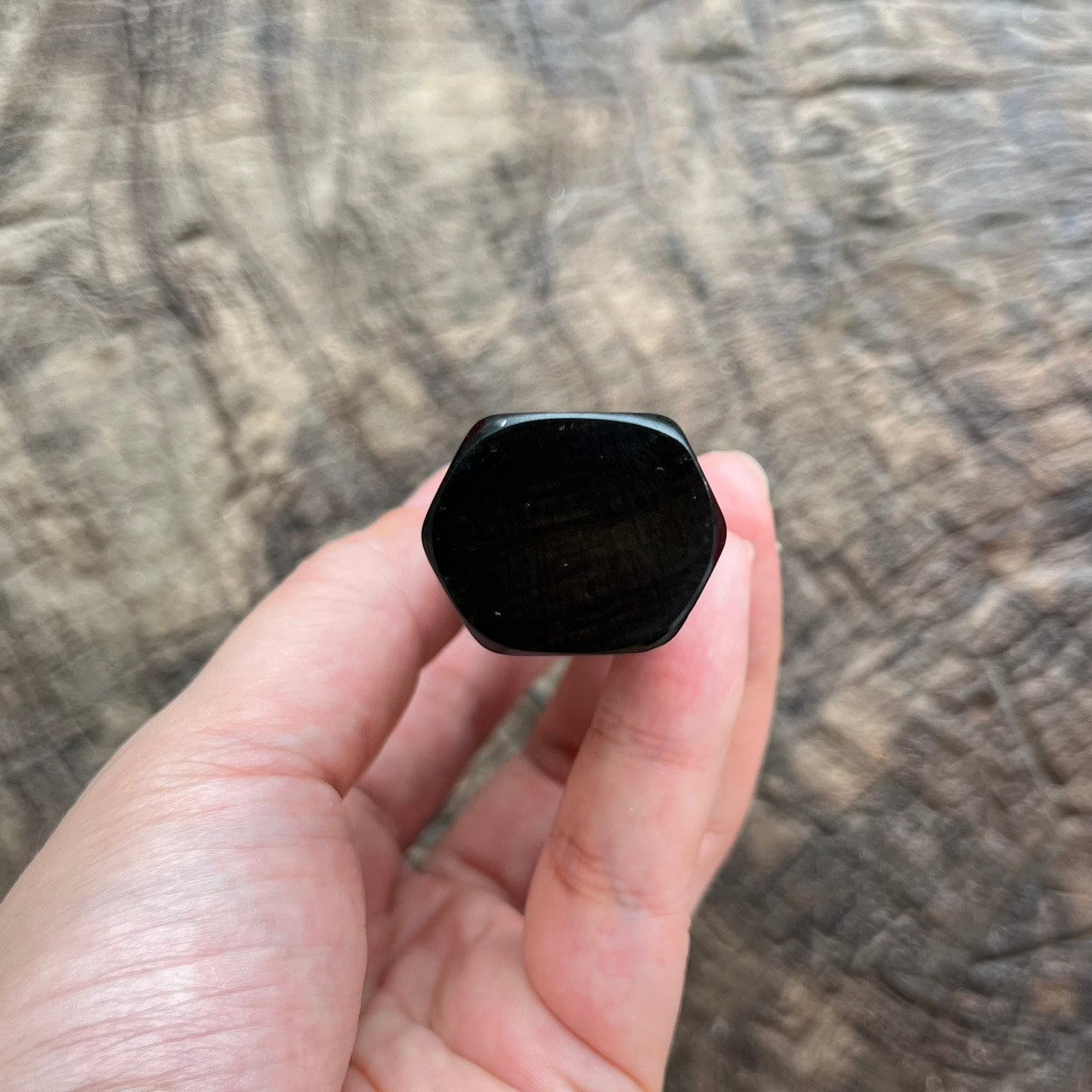 I- Hexagonal Wa Mono Super Black Ebony handle with brass -145mm