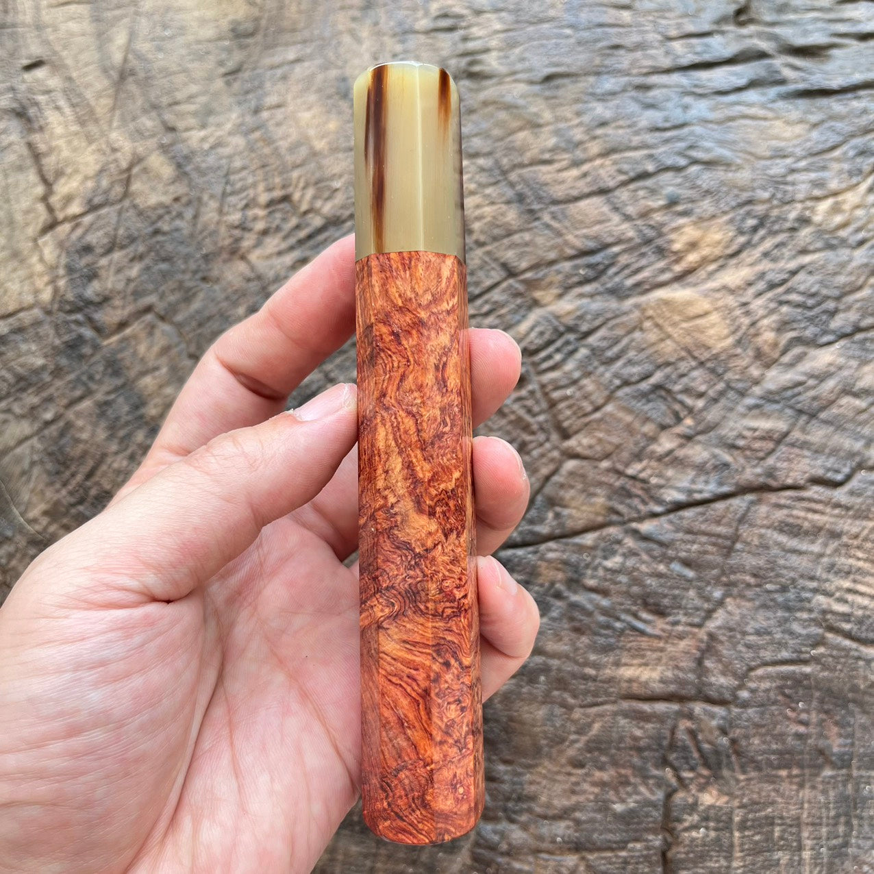 I- 4 Burl Rosewood Wa handle with marble horn 145mm