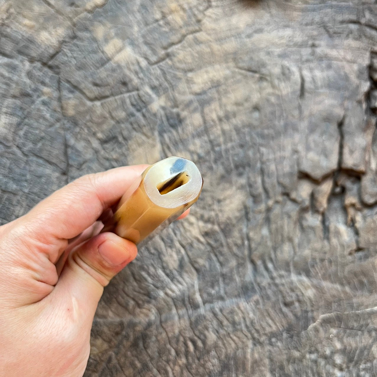 I- Super tapering full marble horn wa handle - Cross end cut - 145mm