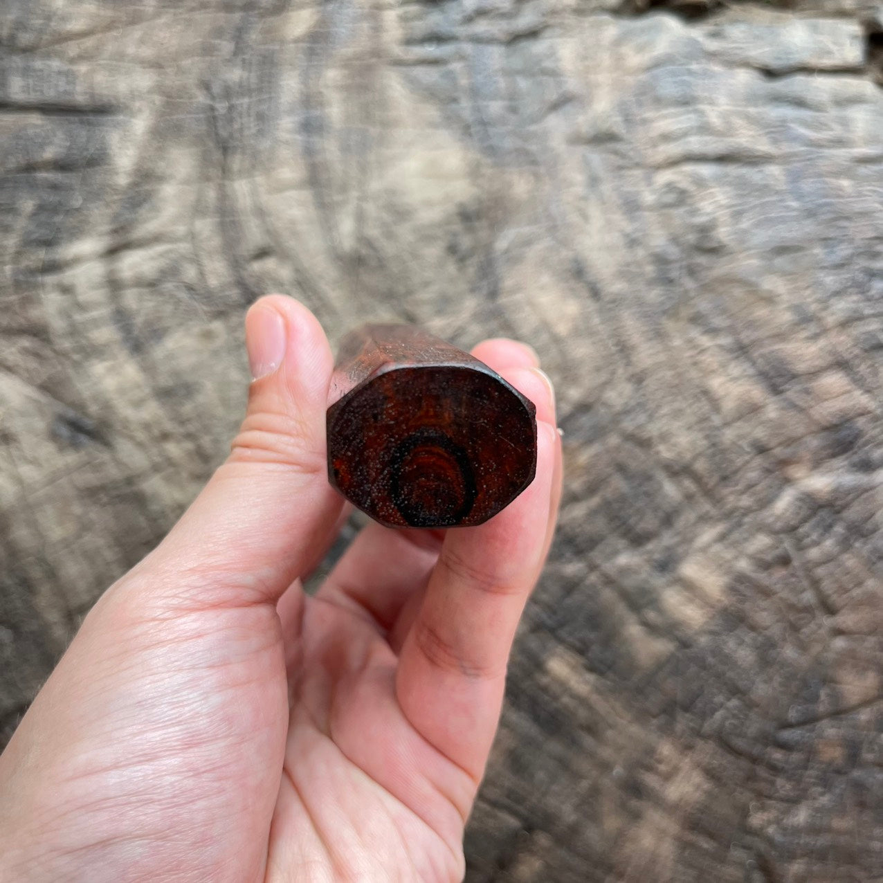 I- 8 Red Siam Rosewood Wa handle with marble horn ferrule -145mm