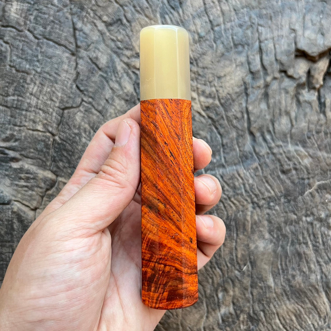I - 3 Red Siam Rosewood Wa handle with marble horn - 130mm