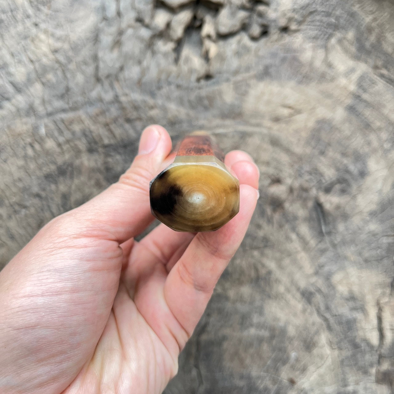 I - 15 Siam Rosewood Wa handle with Marble horn ferrule and Endcap - 140mm