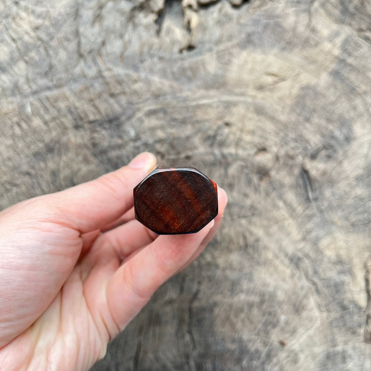 I - Rare Curly Burl Rosewood wa handle with marble horn- 140mm