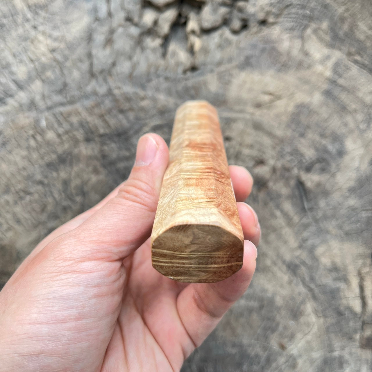 I - Rare Two tone Burl craple myrtle Wa handle, Mono (White and Pink)- 145mm