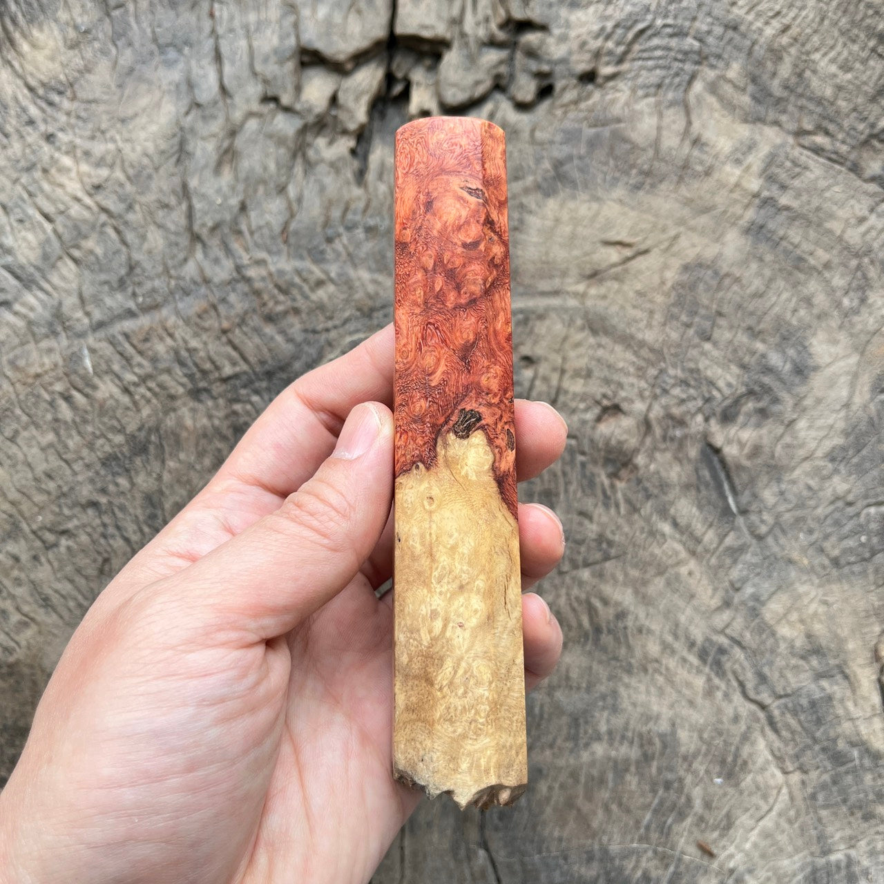 I - Live Edge Amboyna Burl wa handle, Mono- 140mm