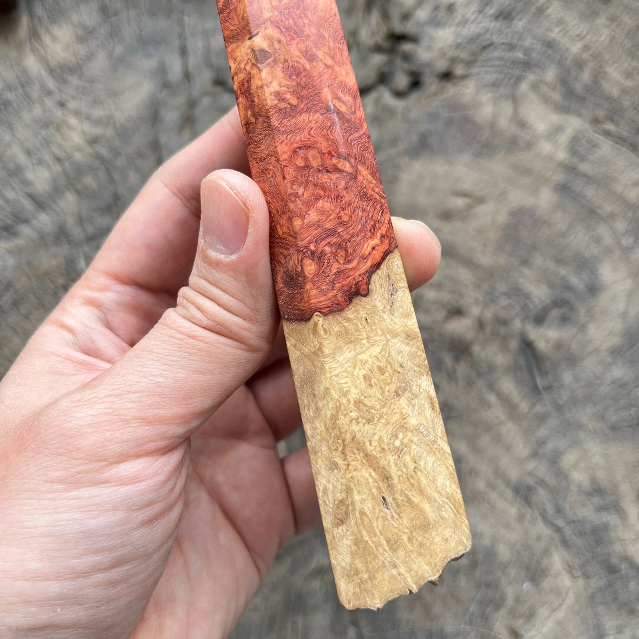 I - Live Edge Amboyna Burl wa handle, Mono- 140mm