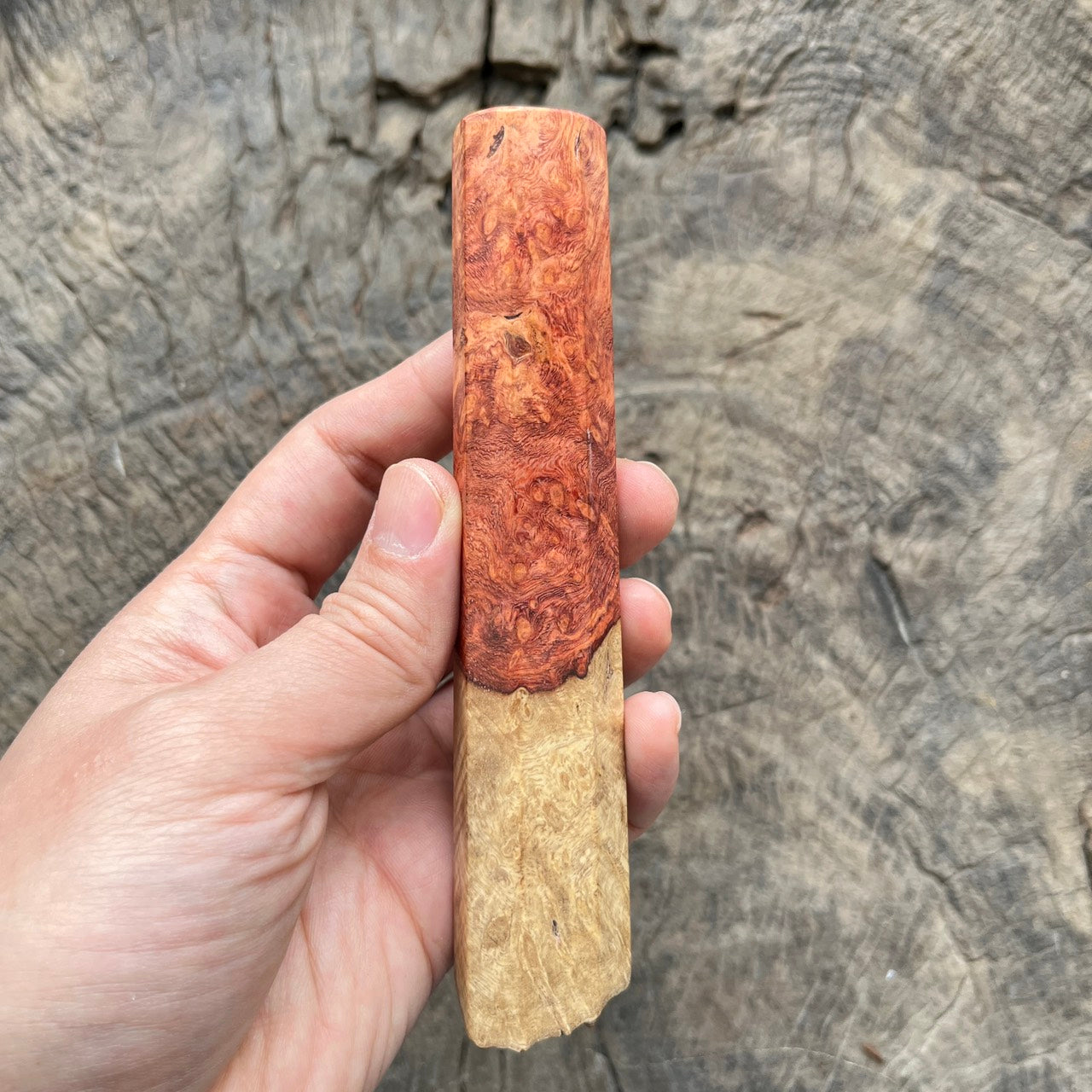 I - Live Edge Amboyna Burl wa handle, Mono- 140mm