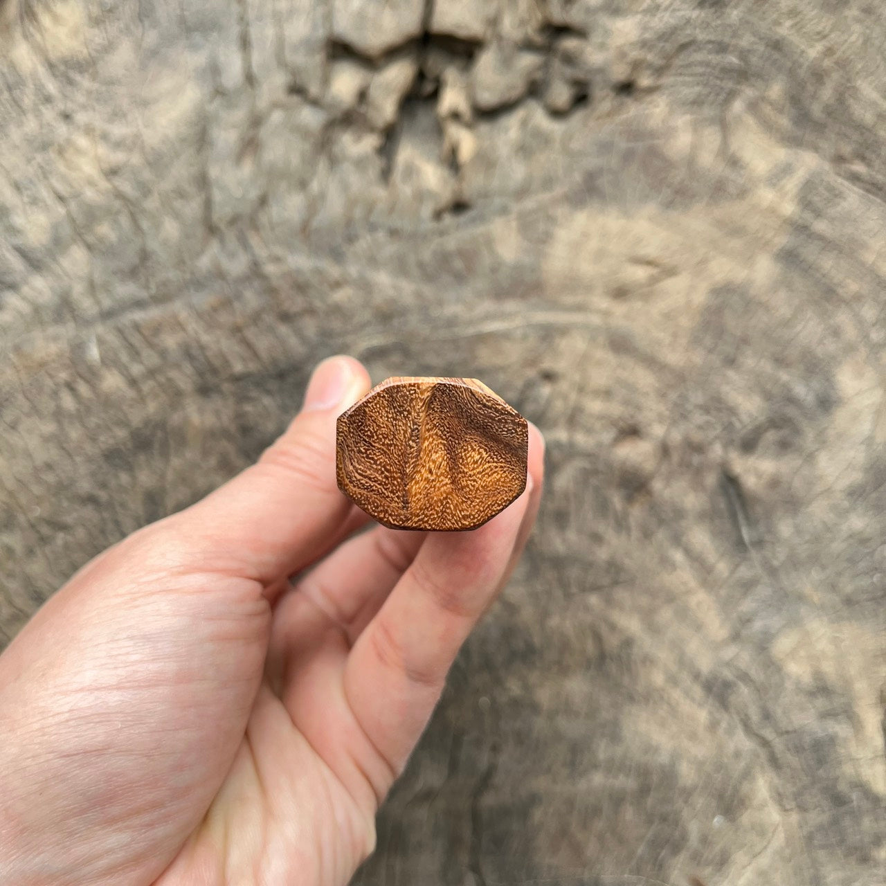 I - Burl wa handle with marble horn- 140mm