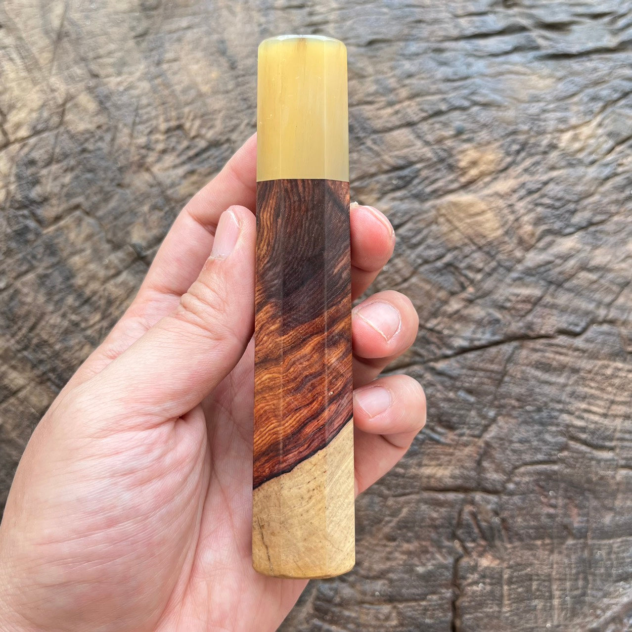 I - Two tone Rosewood Wa handle with marble horn - 130mm