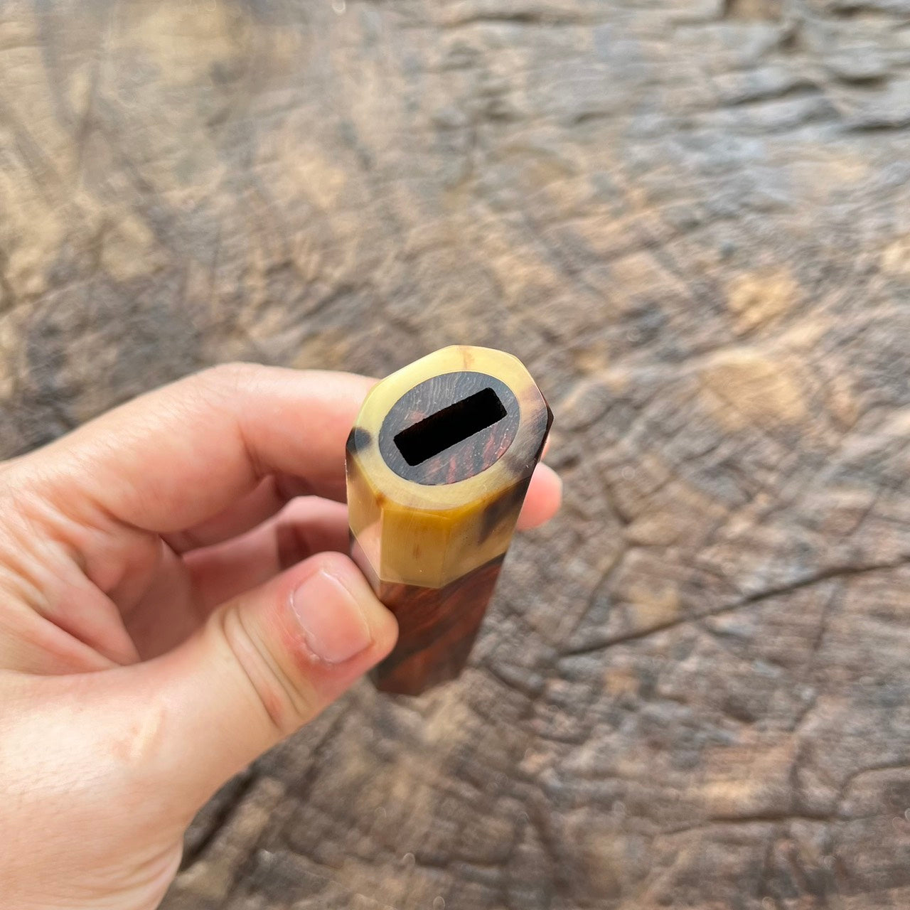 I - Super Quilt Red Siam Rosewood Wa handle with marble horn - 145mm